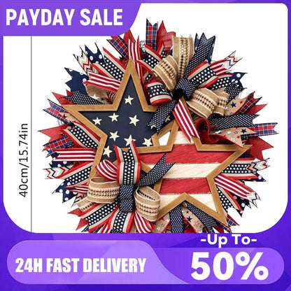 16 Inch 250th Anniversary Patriotic Wreath.  American Flag Theme,  Garland for Patriotic  Day s.  Window /Wall Decoration