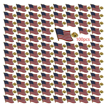 American Flag Lapel Pin, Gold  Plated Enamel Pin Waving United States FLAG.