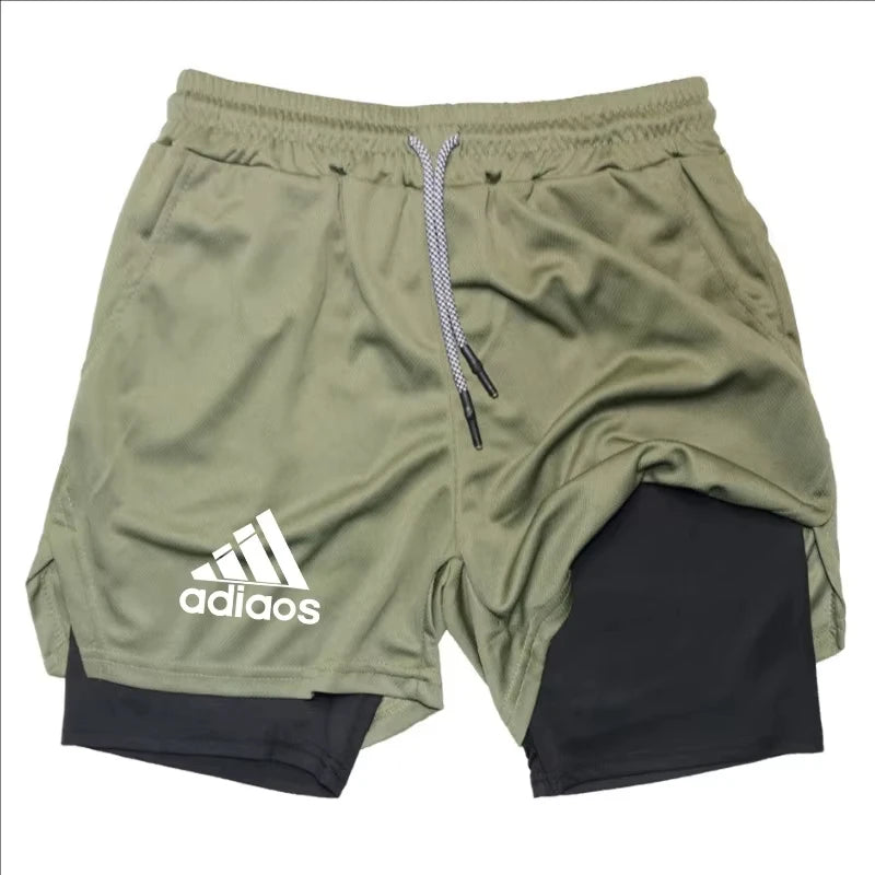 Men's Compression Shorts,  Summer Gym Fitness, Running,  Training Sports Shorts,  Two-In-One Mesh, Breathable and, Quick-Drying Shorts