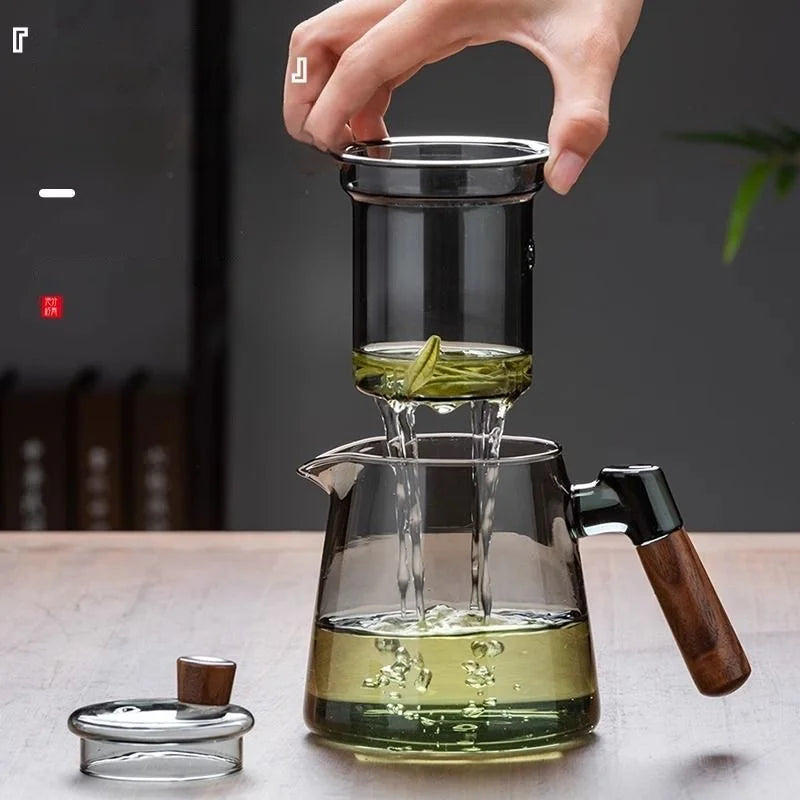 600ML Family Glass Teapot Set Transparent Glass Teacup, Small Teacup Pyrex Glass Tea Set.   Flower Teapot Coffee Pot