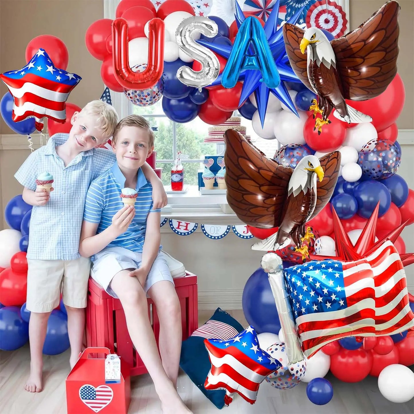 American Flag Balloons Set,  Patriotic Days Foil Balloons For USA Theme Party Decoration, Patriotic Balloons