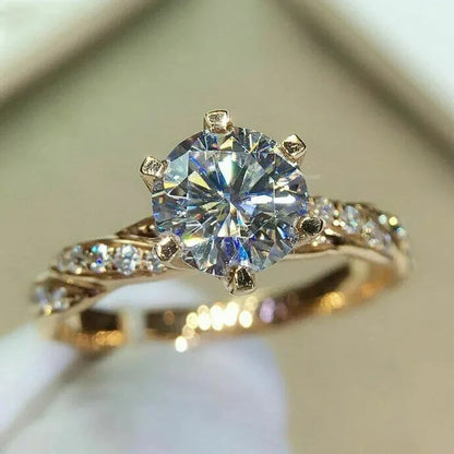 Classic 6 Claw Cubic Zirconia Ring for Women.  Luxury Gold Color  FOR Wedding Engagement Bands, MOTHERS DAY, ANY 
SPECIAL GIFTING OCCASION,  Eternity Ladys Jewelry.