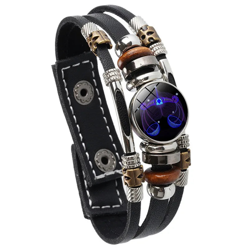 Constellations Luminous Leather Bracelet,  Retro Multi-layer Beaded Leather Bracelet,  Jewelry Gifts for Men /Women /Couples.  The Zodiac signs  numbers are all. Pretty Low so if you need some gifts, do hurry!!!