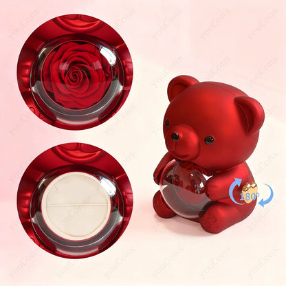 Red Heart Pendant Necklaces With Cute Bear Rose.  Gift Box For Women,  Mothers  Day 2026 Christmas Valentine Wedding Birthday Jewelry