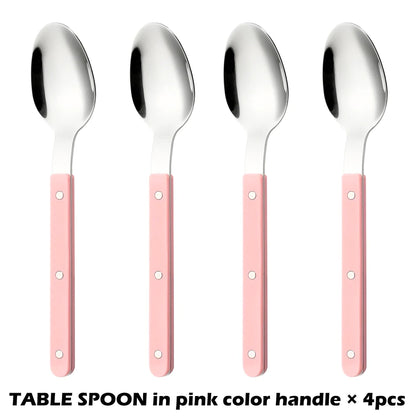 Fashionable Design Top Mirror Polishing Cutlery Sets of Stainless Steel 18/8(304) ABS Handle With Rivets Silverware Set For Kitchen and everday  serving
