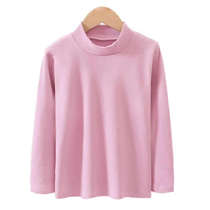 Children's Clothing,  Boys / Girls Winter Thermal T-shirts, Turtleneck,  Solid,  Long Sleeve,  Soft Warm Fleece,