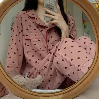 Large Size Sexy Nightwear  FOR Women.   Sleepwear FOR Autumn and Winter, Cardigan Home Wear Peach Heart Long Sleeves.