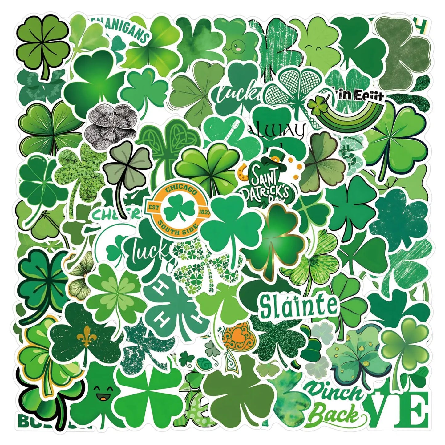 10/30/50/110PCS St Patrick Cartoon Stickers Festival Celebration Decals Clover Graffiti Green Stickers: Laptops, Phone, Guitar, Fridge