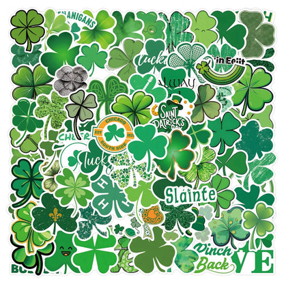 10/30/50/110PCS St Patrick Cartoon Stickers Festival Celebration Decals Clover Graffiti Green Stickers: Laptops, Phone, Guitar, Fridge