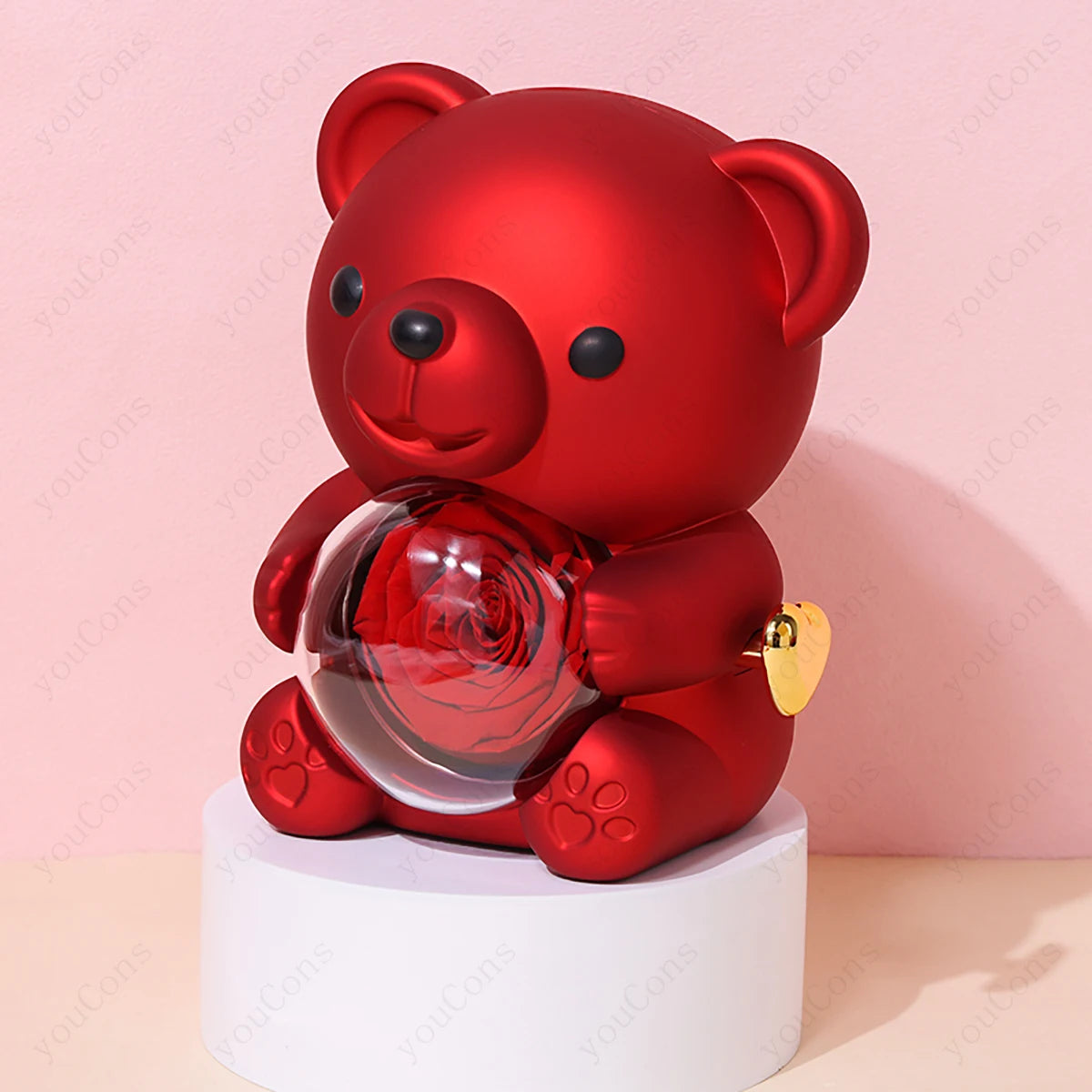 Red Heart Pendant Necklaces With Cute Bear Rose.  Gift Box For Women,  Mothers  Day 2026 Christmas Valentine Wedding Birthday Jewelry