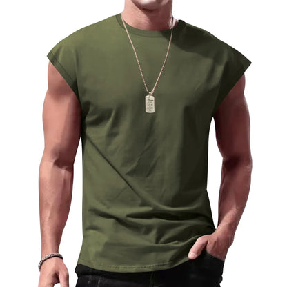 men's summer sleeveless t-shirt,  casual,  loose,  solid colors,  thin shoulder t-shirt sport