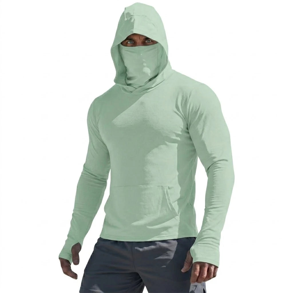UPF50+ Performance T-Shit, t Mans Long Sleeve Summer Hoodie,  Casual, Sun Running , Quick Dry,  Sunscreen Fishing Ice Silk Pullover Shirt