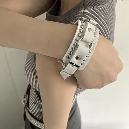 Black Leather Wristband Rivets, Adjustable Bracelet Cuff, Bracelets  for Women/ Men. Stud Bangle Unisex Jewelry