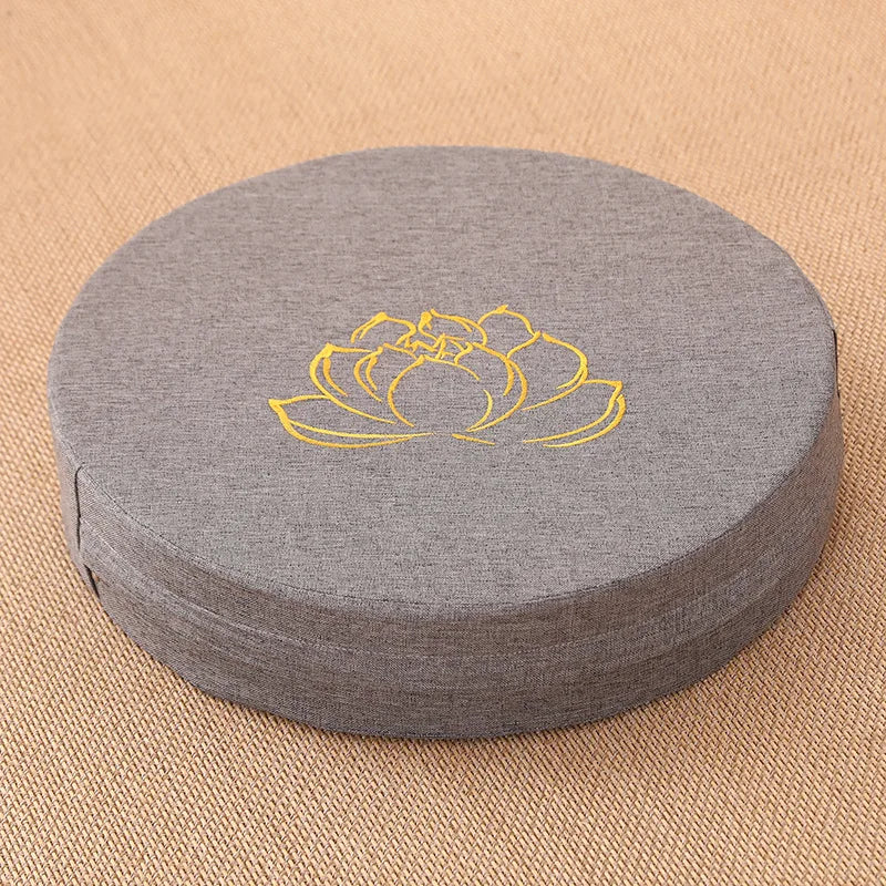 40X6CM Yoga Meditation Linen Cushion Hard Lotus Texture Meditation Cushion Backrest Pillow,   Removable Washable