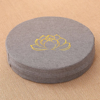 40X6CM Yoga Meditation Linen Cushion Hard Lotus Texture Meditation Cushion Backrest Pillow,   Removable Washable