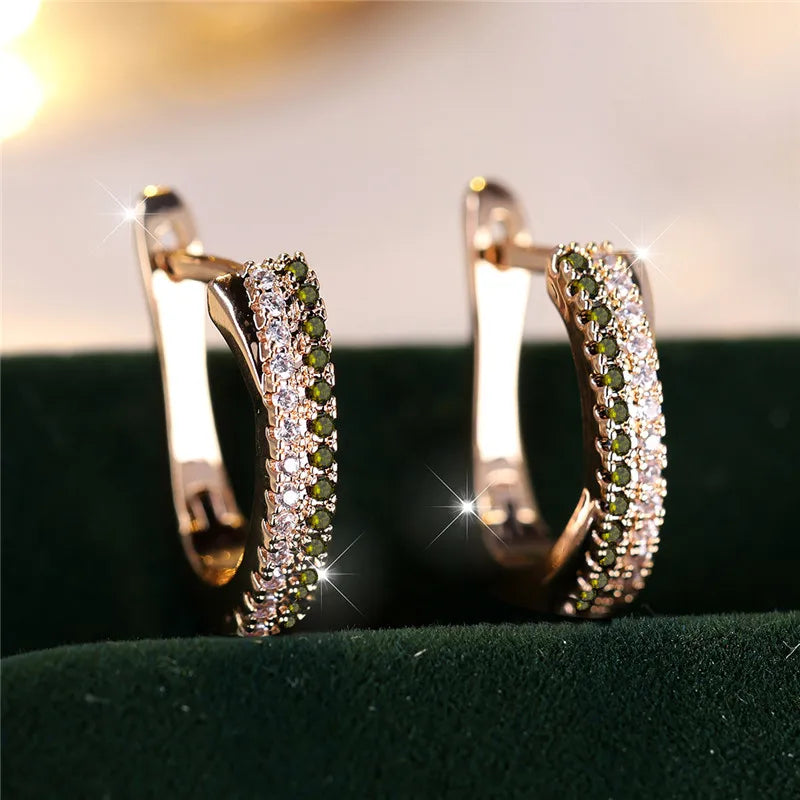 Luxury Female Red Zircon Stone Clip Earrings Charm Gold Color Weddings, MOTHERS DAY, and everday wear Jewelry For Women