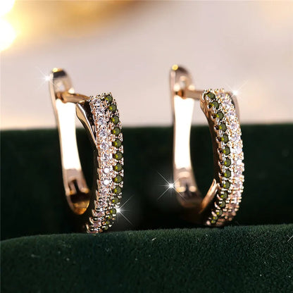 Luxury Female Red Zircon Stone Clip Earrings Charm Gold Color Weddings, MOTHERS DAY, and everday wear Jewelry For Women