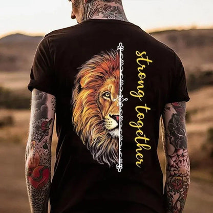 Fashion Strong Together Lion Couple T Shirts,  GREAT FATHERS  DAY Gift,  Family Matching Shirt, Valentines Day Gifts for Boyfriend or Girlfriends Clothes
