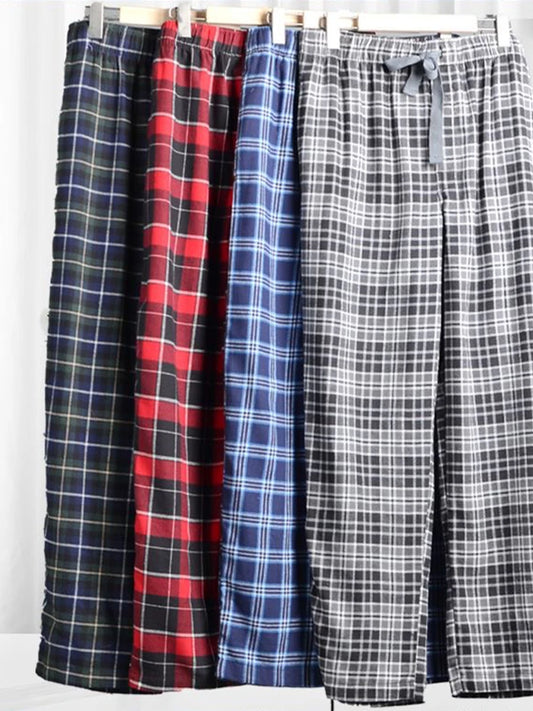 Long Pajama Pants  and Men's Spring, Summer and Autumn Loose wearable plaid prints, some solids.