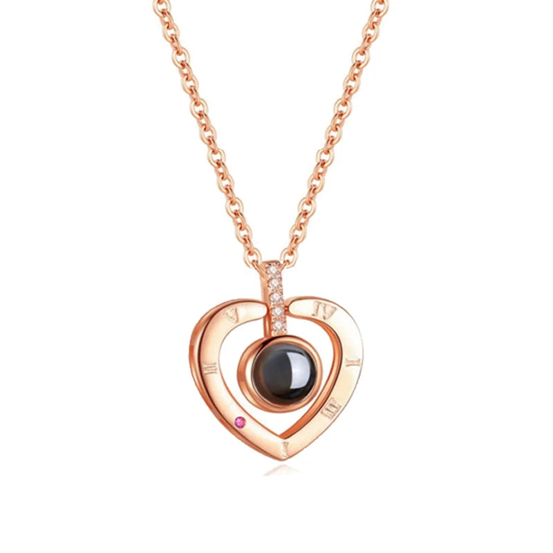 Love Heart Necklace  IN 100 Languages FOR  " I Love You".   Projection Pendant Jewelry For Mom Girlfriend Birthday Christmas Romantic Gifts