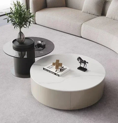 Coffee Table for Living Room Table, Nesting Neatly Round Coffee Tables,  Center Tables Living Room,  Balcony  Room Furniture
