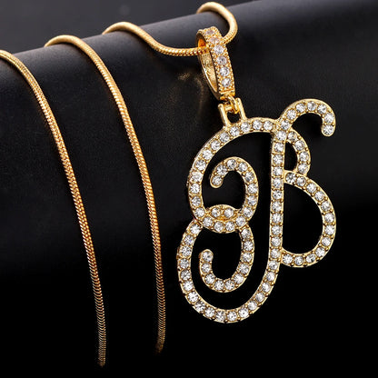 New A-Z Cursive Initial Letter Name Pendant Necklace For Women.  Great MOTHERS DAY  Gift!!! Simple Rope Chain Letter Necklace.
