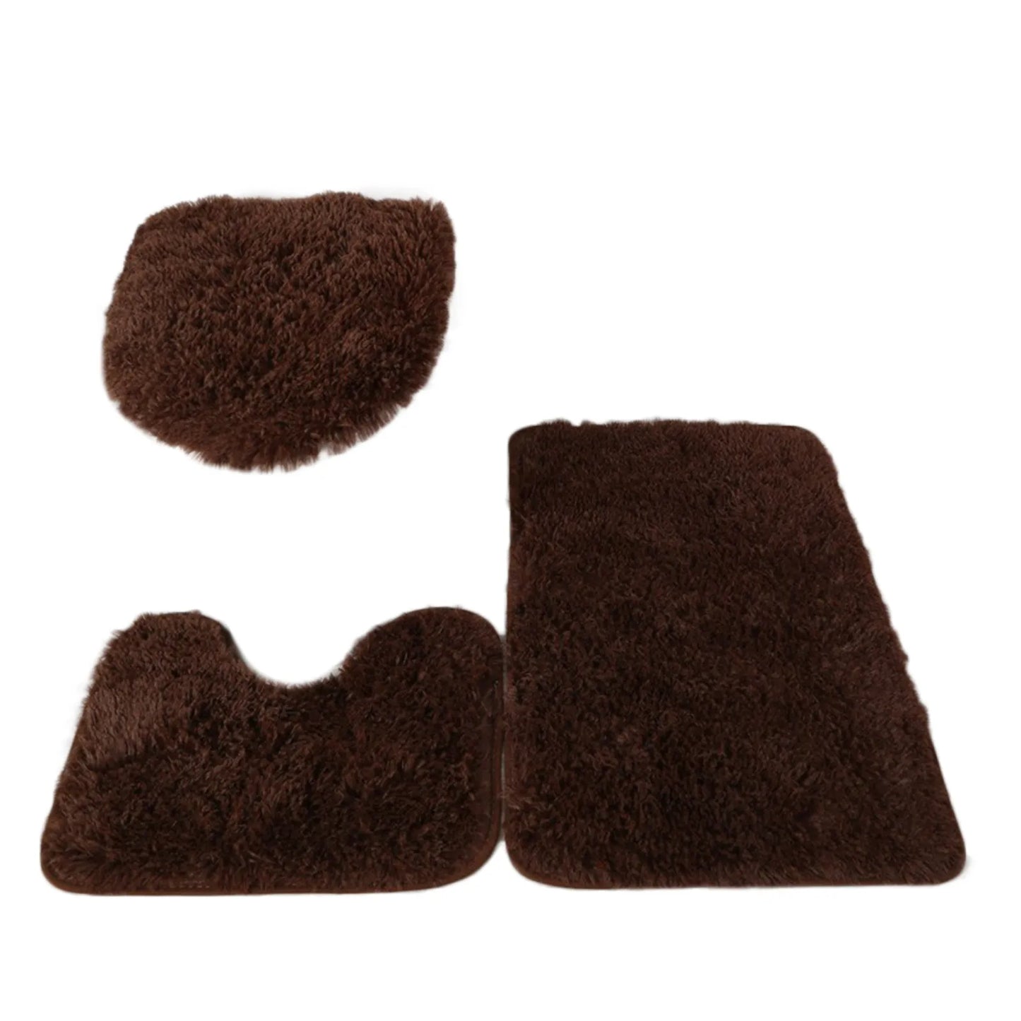 3pc Bathroom Set Rug,  Mat , Toilet Lid Cover   .Plain Solid Color Bathmats 
Kit Non-Slip Fluffy Home Carpets