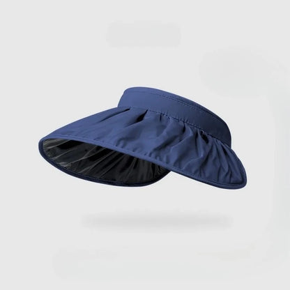 UPF50+ Sun Visor Hat Dual-Use Full Face Sun Protection Foldable Headband for Beach Hiking Outdoor Summer Hats for Women.  Blue and Pink are available.