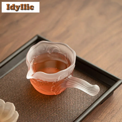 200ml Glass Moonlight Over The Lotus Pond Side Handle Tea Pitcher Tea Divider,  Dispenser