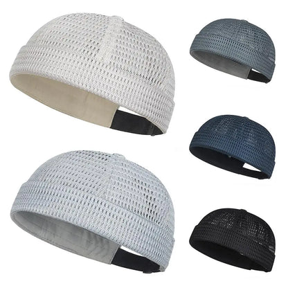 New Mesh Breathable Brimless Melon Skin Hat for  Summer.   Ultra-Light,  Adjustable Docker Beanie Hat,  ONLY DARK GREY and BLACK are Available.