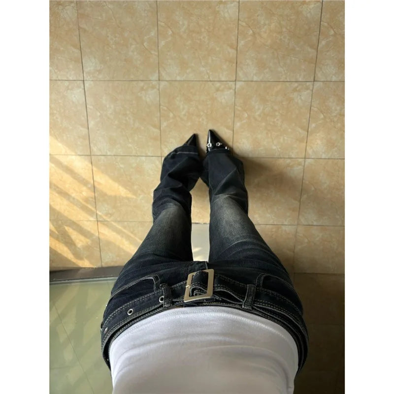 Vintage American Fleece Lined, Flared Jeans  for Women/Girls High Waist,  Long Pants, Casual Cotton Denim Jeans