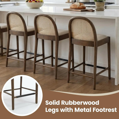 Modern Linen Counter Stools,  Set of 4, 26 Inch Seat Height,  Counter Height Barstools Upholstered.   Bar Stools with Oval, Customized
