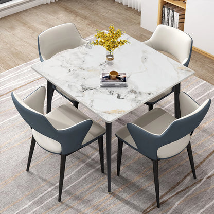 Mid-Century Slate Kitchen Dining Table with Sintered Stone Top and Metal Legs, Kitchen,  Dining Room