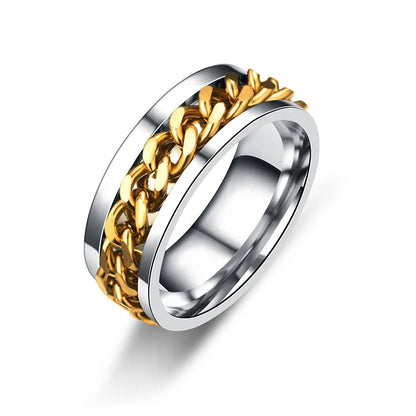 Titanium Steel Rotatable Chain Rings for Women  OR Men.  Spinner Ring Decompression,  Multifunctional Chain Ring Bottle Opener Ring Gift