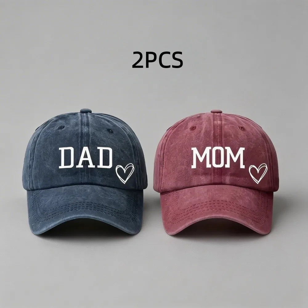 2pcs/set Fashion DAD MOM Love Printed Baseball Cap Washed Cotton Adjustable Couple Cap Baseball Caps For Men/ Women.  Black/Pink and Navy /PINK are the most pairs,BUT....Its still below our measurement.  If you want to try Pl