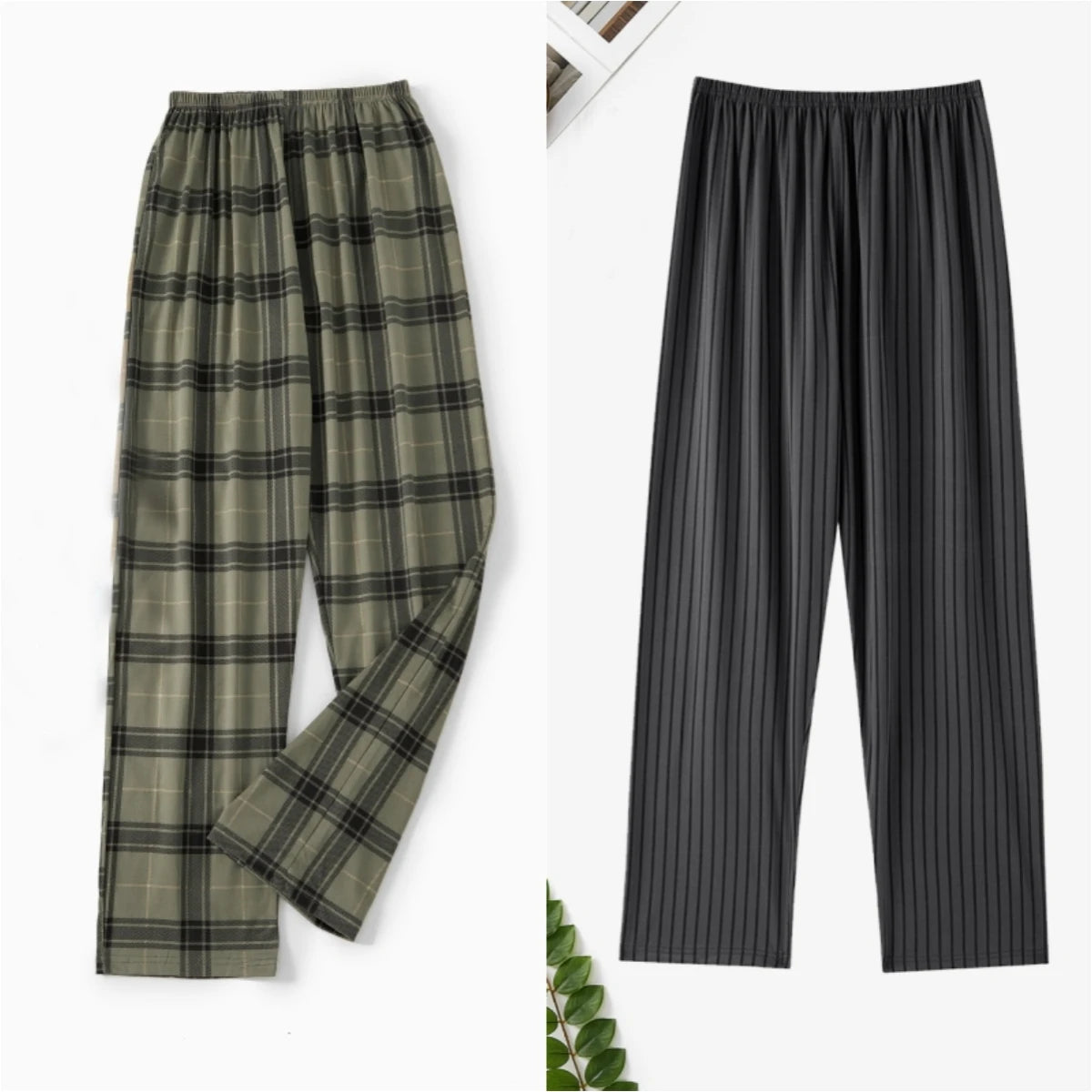Men's Pajama Pants, Spring and Autumn Thin Trousers for Casual Summer. Large Sizes and Loose for Home or Outside
