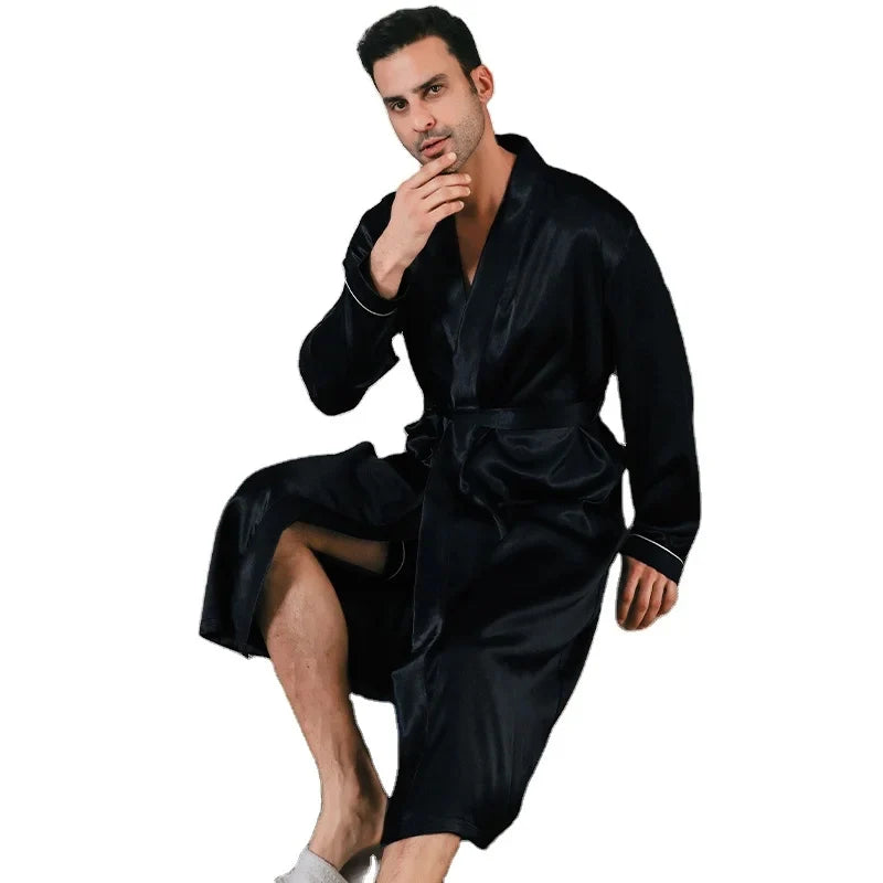 Mens spring and autumn silk /thin/ style -oversized pajamas, long sleeved bathrobes, ice silk bathrobes,  clothing  for summer