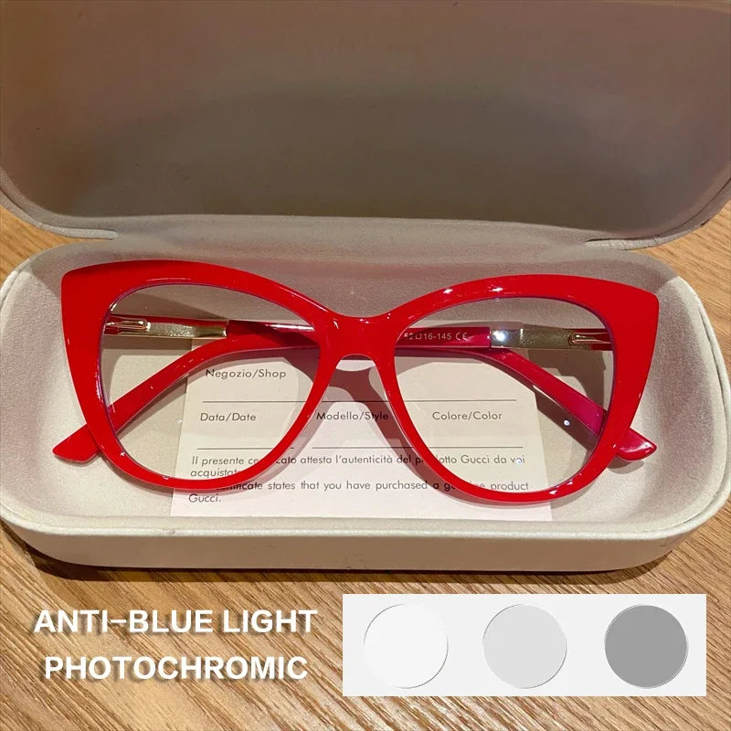 TR90 New Fashion Cat Eye Anti-Blue Ray Reading Glasses,  Photochromic Myopia,   Customization Prescription, Optical Eyewear.  SO MANY Choices