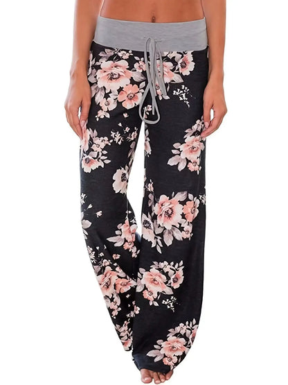 S-8XL,  Womens Casual Loose Stretch Printed,  Long Wide Leg Yoga Pants  with Drawstring Pajama Pants