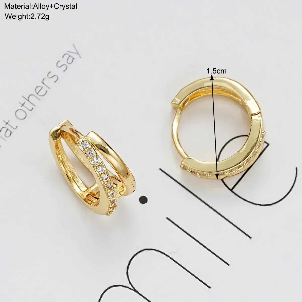 Stainless Steel Gold Color Circle Hoop Earrings for Women Simple Cubic Zircon Double Ring Earring Cartilage Piercing Jewelry