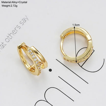 Stainless Steel Gold Color Circle Hoop Earrings for Women Simple Cubic Zircon Double Ring Earring Cartilage Piercing Jewelry