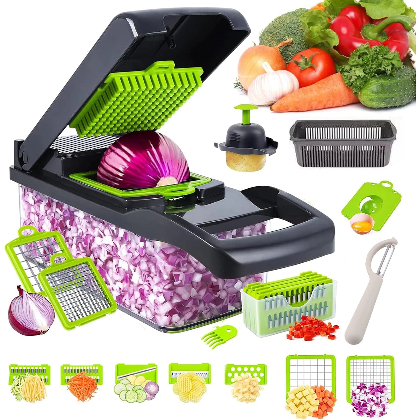 16 x 1 Kitchen professional chopper slicer, multifunctional food chopper, blade  for vegetables.