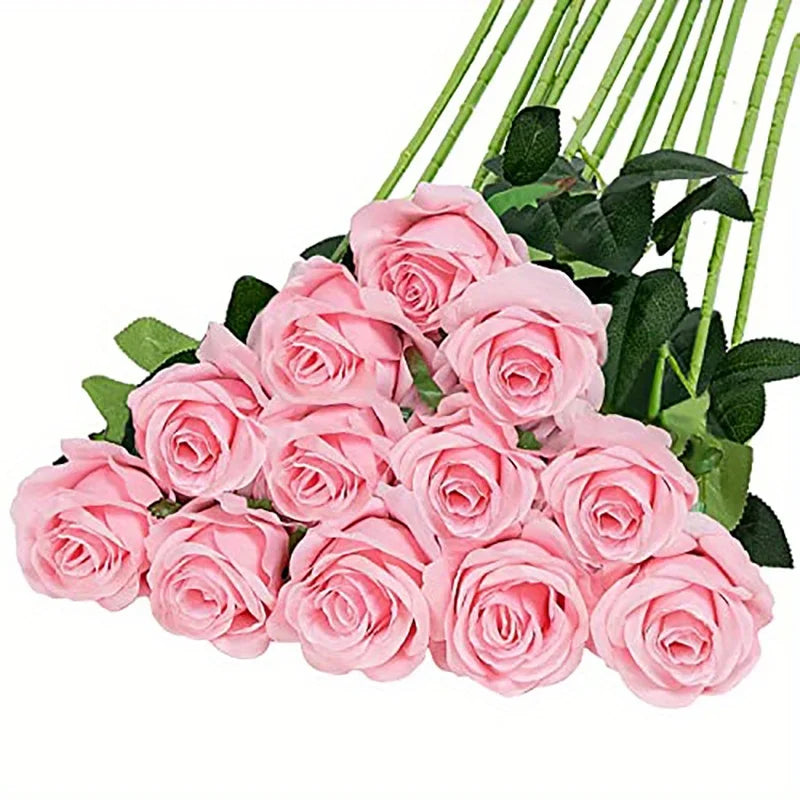 12pcs Realistic Artificial Rose Bouquet for Valentines Day, Weddings, Birthdays, and More  for Floral Arrangements