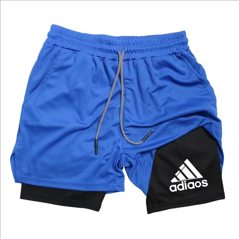 Men's Compression Shorts,  Summer Gym Fitness, Running,  Training Sports Shorts,  Two-In-One Mesh, Breathable and, Quick-Drying Shorts