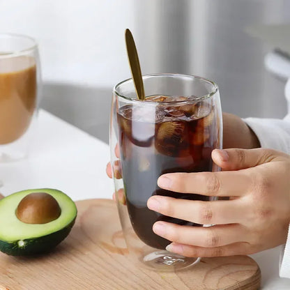 Heat Resistant Double Walled Glass Cup 80-650Ml Beer Milk Coffee Water Cups.  Transparent Cup,   Glass Drinkware Mug Set