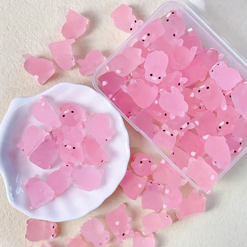 6/15/30/1Box Luminous Pig Design Glow in The Dark Creative Mini Pink Pig Miniature for Garden Landscape Home Decoration