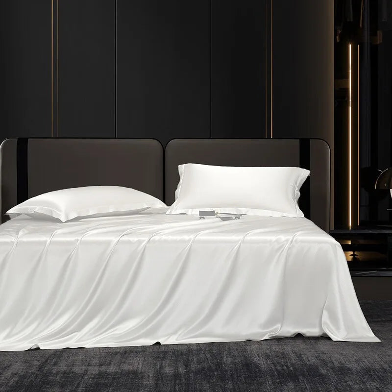 Solid 4pcs Silk Bedding Set with Duvet Cover,  Fitted/Flat Bed Sheet,  Pillowcase,  Bedspread and Coverlet,  Single / Double Bedsheet