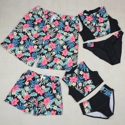 Matching  Family Outfits  for Mother And Daughter, Swimsuit Father/ Son Beach Shorts. Summer Bathing Suits