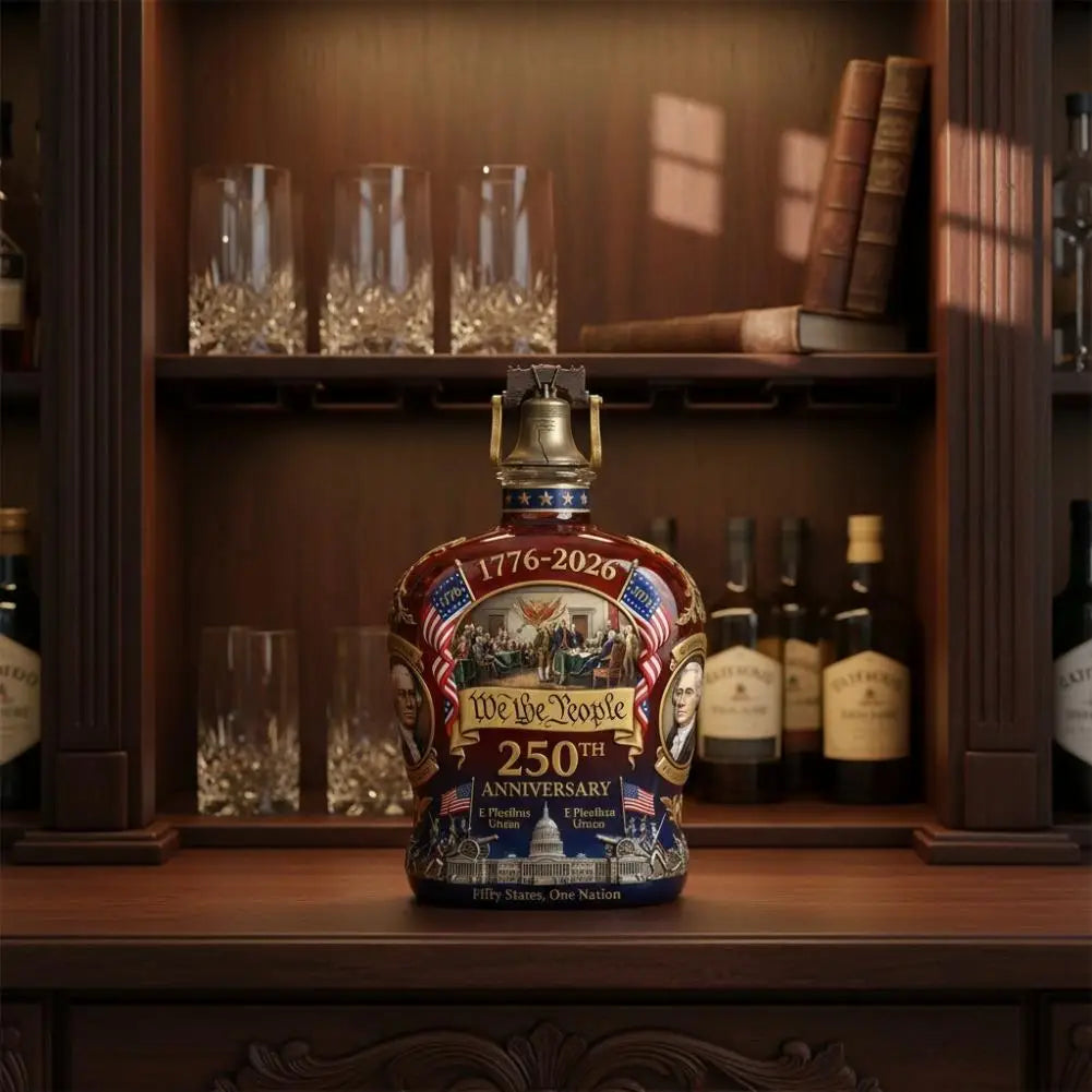 High Quality 250TH Anniversary Whisky Bottle,  Exquisite Embossed Craftsmanship Decoration.  Patriotic Whiskey Decanter.  One or Two Pieces.