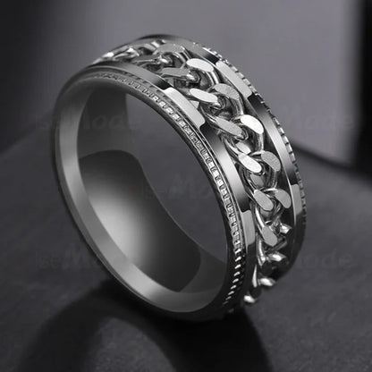 Cool Stainless Steel Rotatable  MENS/WOMENS Ring . High Quality Spinner Chain Punk Jewelry Style